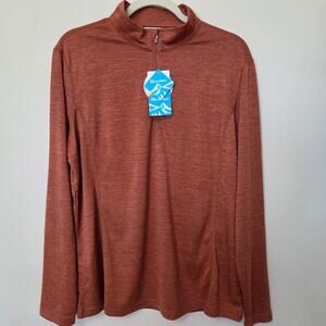 NWT Men's XL MagcoMsen 1/4 Zip Pullover SPF 50+ Long Sleeve Shirt Rust Orange